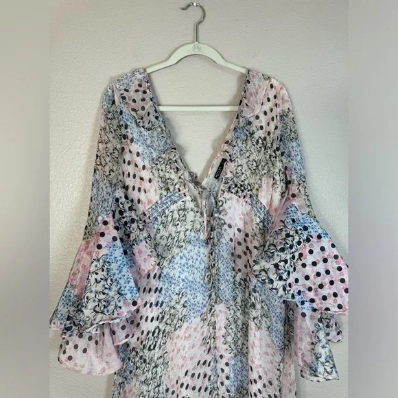 Nasty Gal Collection Chiffon Printed Ruffle Sleeve Maxi Dress size 14 $264 - Picture 6 of 16